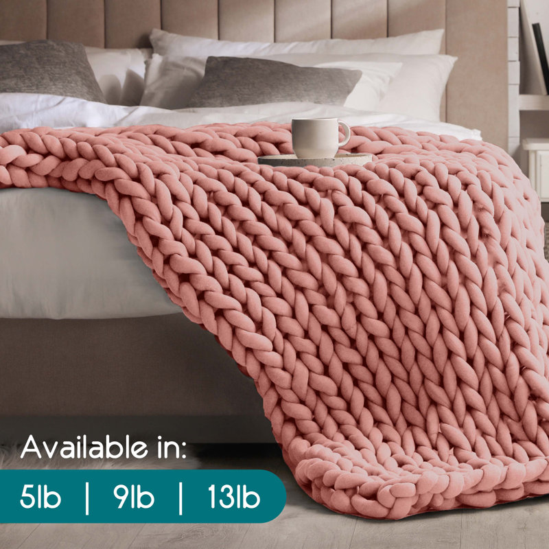 Vellux Weighted Blanket, Chunky Oversized Knit, Acrylic/Polyester, Twin, Terracotta