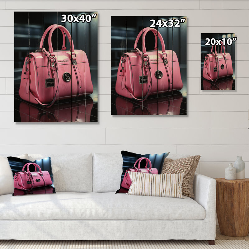 Fashion Bag Glamour II rose sur bois, H 32 po x l 24 po x P 0,78 po