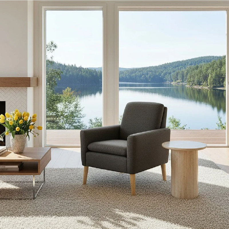 Cristyle Upholstered Arm Accent Chair, Black Linen