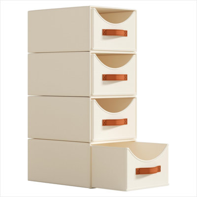 Tiroirs de rangement empilables en tissu de 25 cm (9,8 pouces), ensemble de 4 bacs de rangement coulissants pour placard