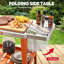 Feasto  Stainless Steel Kitchen Cart Table with Wheels, Movable Grill Part with Foldable Side Table-1667392734
