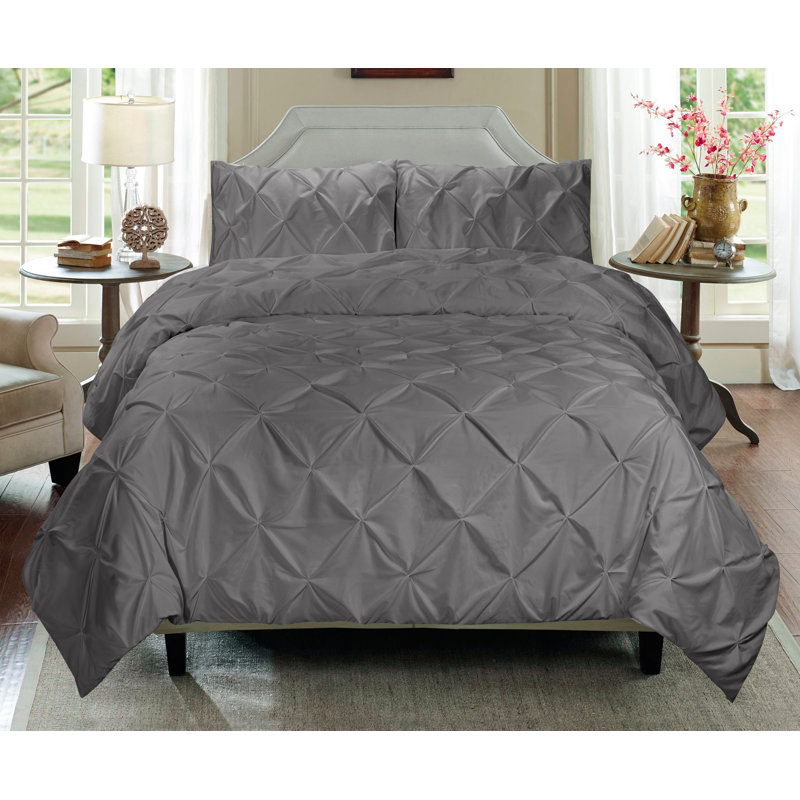 Ensemble de housse de couette en microfibre Pintuck, Blanc, Très grand