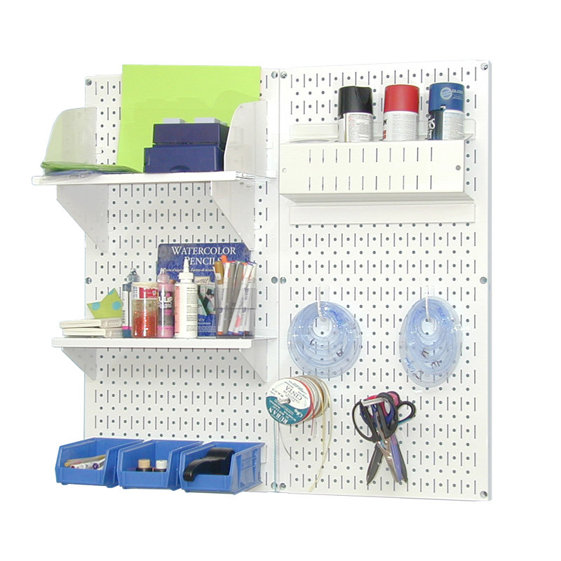 Ensemble de panneaux perforé de rangement pour accessoires de loisirs, blanc