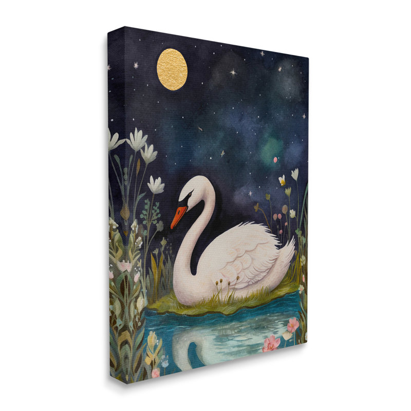 «Sleeping Swan Night Sky on Canvas» par The Dutch Lady, reproduction, H 20 po x l 16 po x P 1,5 po
