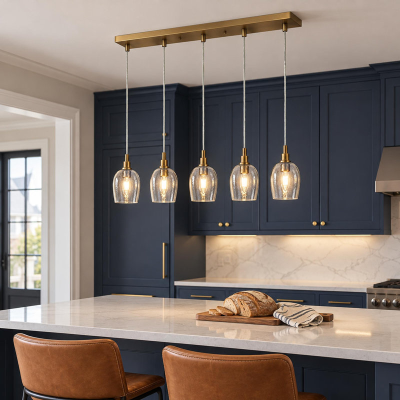 Adelgunde 30.5" W 5-Light Dimmable Kitchen Island Pendant Light 