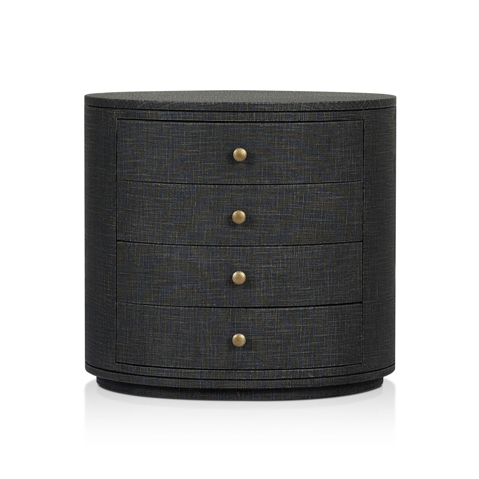 Luciana Oval Nightstand-Linen, Black Linen