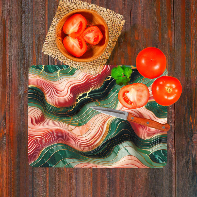 Glass Marble Patterned Serving and Cutting Board for Modern Kitchen Aesthetics and Functionality, 7.9" x 11.8"
