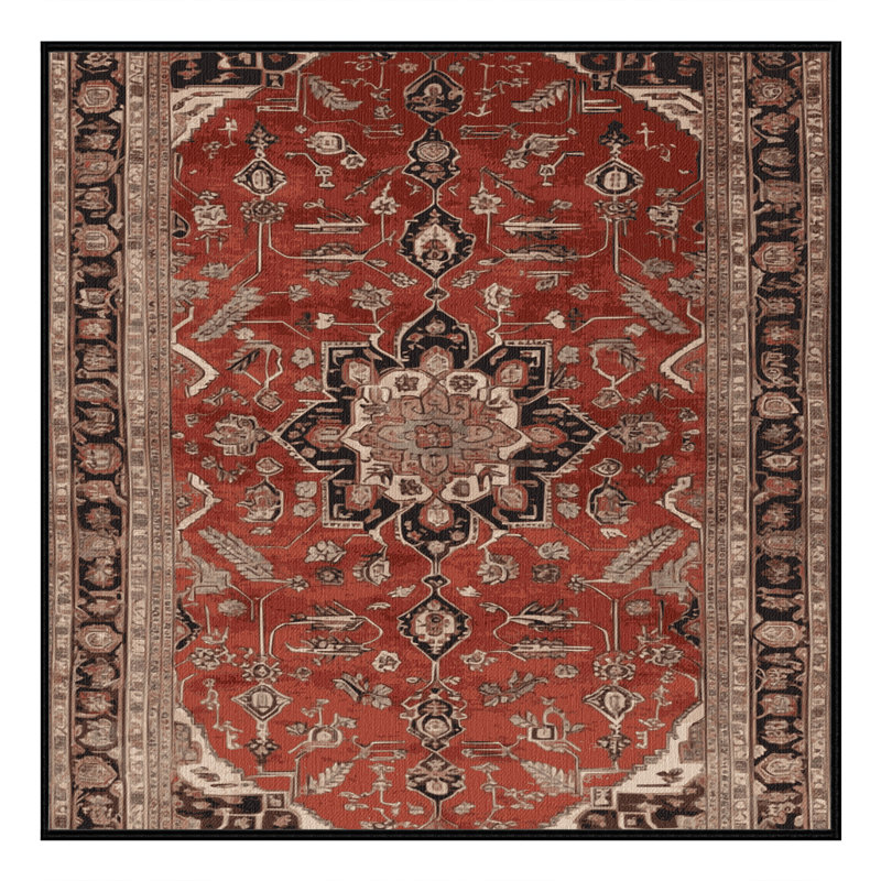 Machine Washable Persian Brown Area Rug, Square 7'