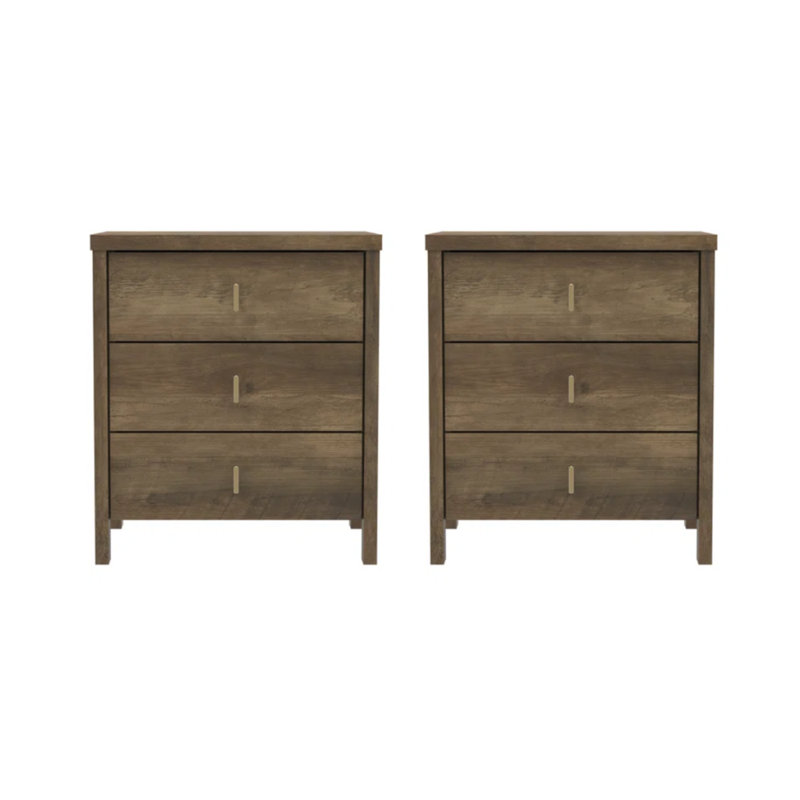 Allysyn Modern 3- Drawer Nightstand Set Of 2