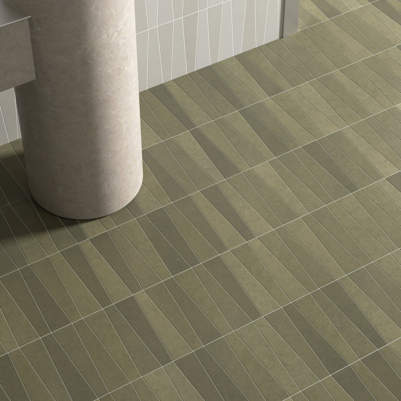 Bamboo | 2.5"X9" Porcelain Trapezoid Floor & Wall Tile, Musgo Green