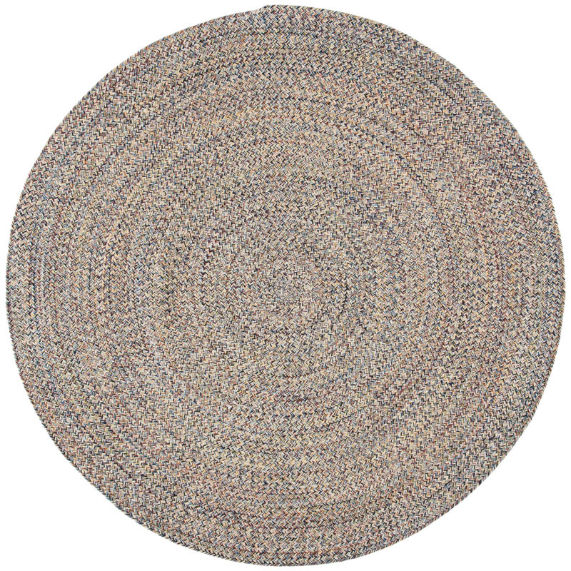 Manzer Hand Woven Cotton Chevron Rug, Round 7'