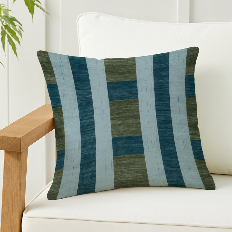Coussin décoratif intérieur et extérieur ArtDeco, Carré 18 po, Gris à carreaux 162