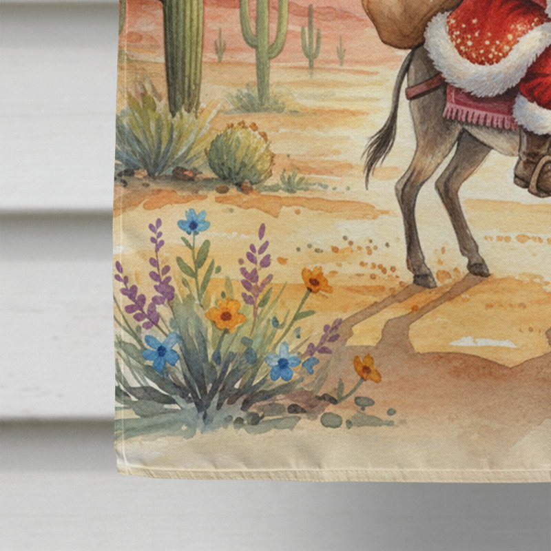 Père Noël sur un drapeau de maison de Noël Burro, House Size, Santa Riding a Burro