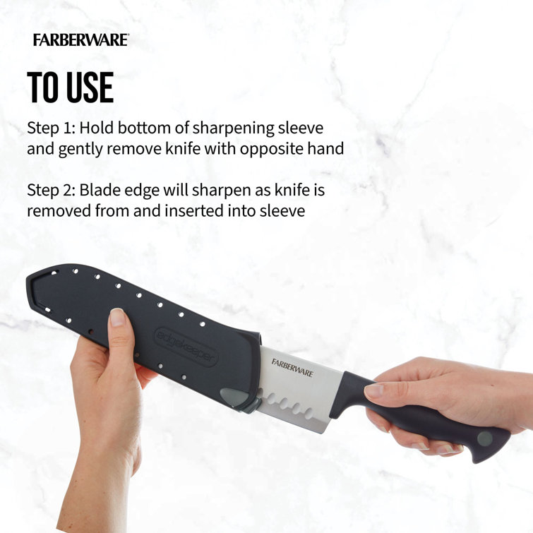 Farberware Edgekeeper 6-Inch Triple Riveted Cleaver with Self-Sharpening Sleeve, Black