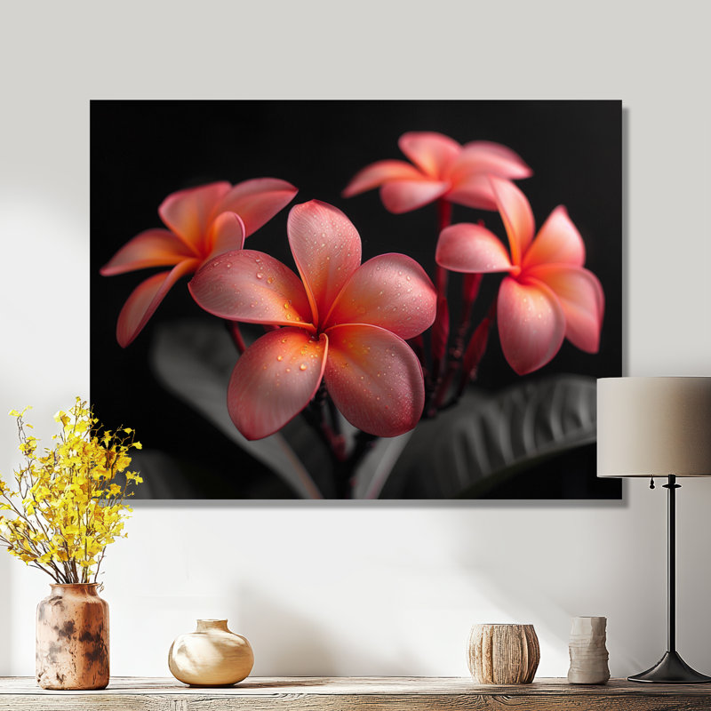 Neumann - Plumeria Wall Art Living Room, Toile tendue, H 28 po x l 60 po