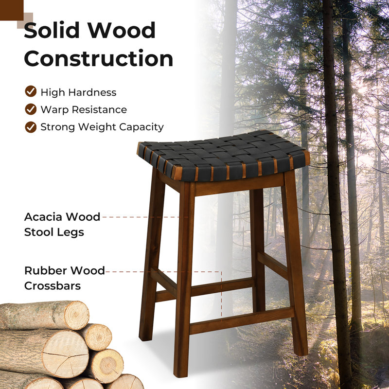 Nenia Counter Stool with Solid Wood Frame