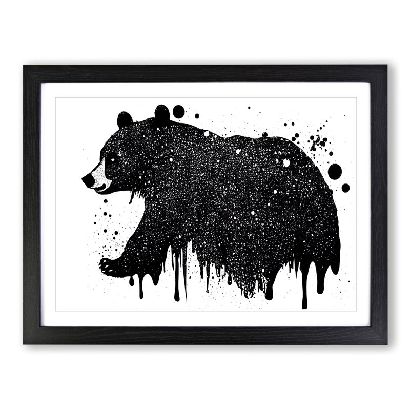 Bear Splatter - Framed Print, Black, 25cm H x 34cm W x 2cm D