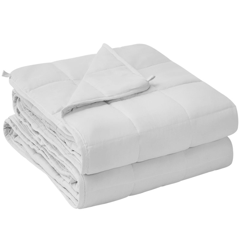 Luxury Quilted Weighted Throw Blanket, White, 20lbs, 80" W x 87" L