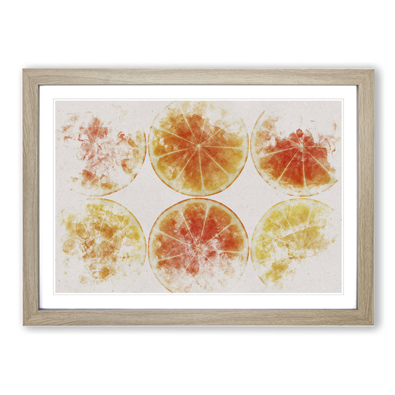 Orange Fruit Slices - Picture Frame Painting, 36cm H x 48cm W x 2cm D, Oak Framed
