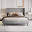 Lit plateforme tapissier Toderick avec aile de luxe et mélange de lin-985124329-985124324