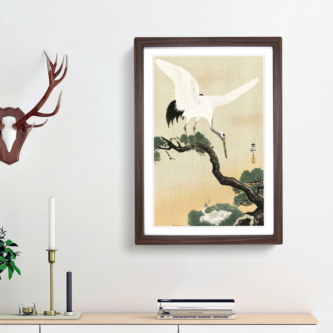 Japanese Crane Birds by Ohara Koson - Framed Print