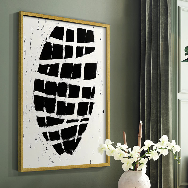 Abstrait, reproduction encadrée, prêt à accrocher, H 14 po x l 11 po, Doré
