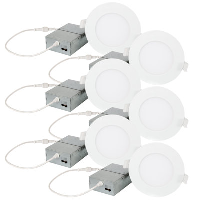 Luminus mince encastré à DEL 4 pouces 5 pouces avec boîte de jonction détachée Luminus, calibre 5CCT, 750 lumens, 9 watts, intensité variable, paquet de 6