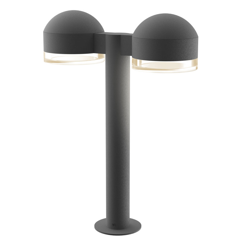 Reals LED Bollard Light, 17.75" H x 5" W x 13.5" D, Clear White, Textured Gray