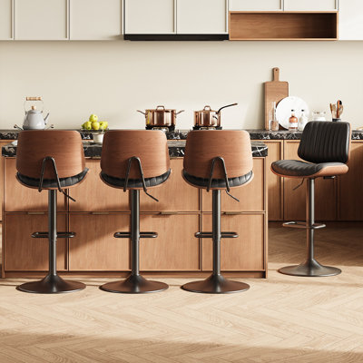 Tabourets de bar réglables en similicuir à hauteur réglable avec repose-pieds pivotant H 26,2 po Modern