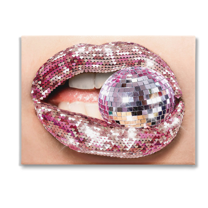 «Sparkle Lips & Disco Ball», art mural par Ziwei Li, H 36 po x l 48 po