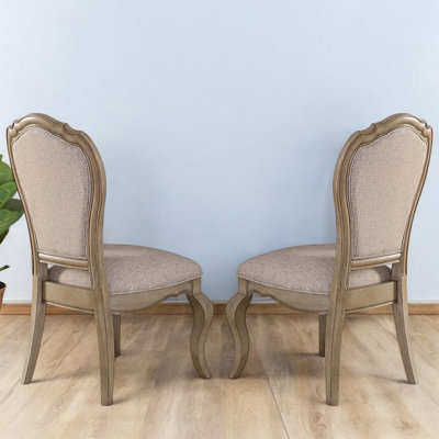 Chaise d'appoint en tissu beige Xenia et taupe antique (ensemble de 2)