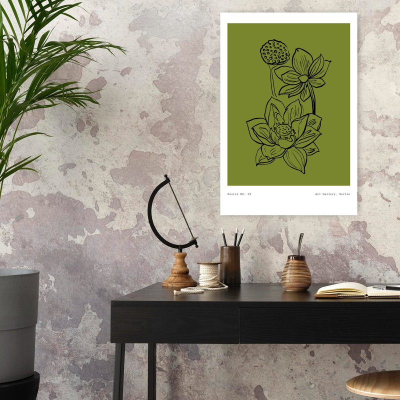 Contemporary Art Contemporary Elegant Minimalist Lotus Nature Flower Art by Treechild - Wrapped Canvas Print