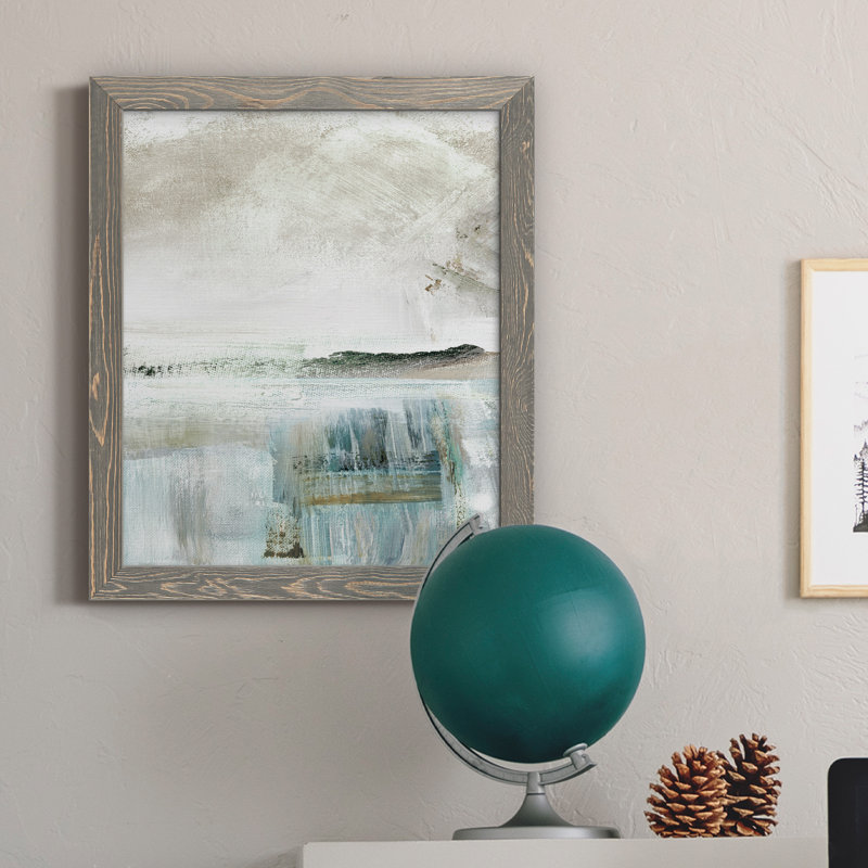 Summer Teal II - peinture sur toile encadrée, H 24 po x l 18 po x P 1,5 po, Gris