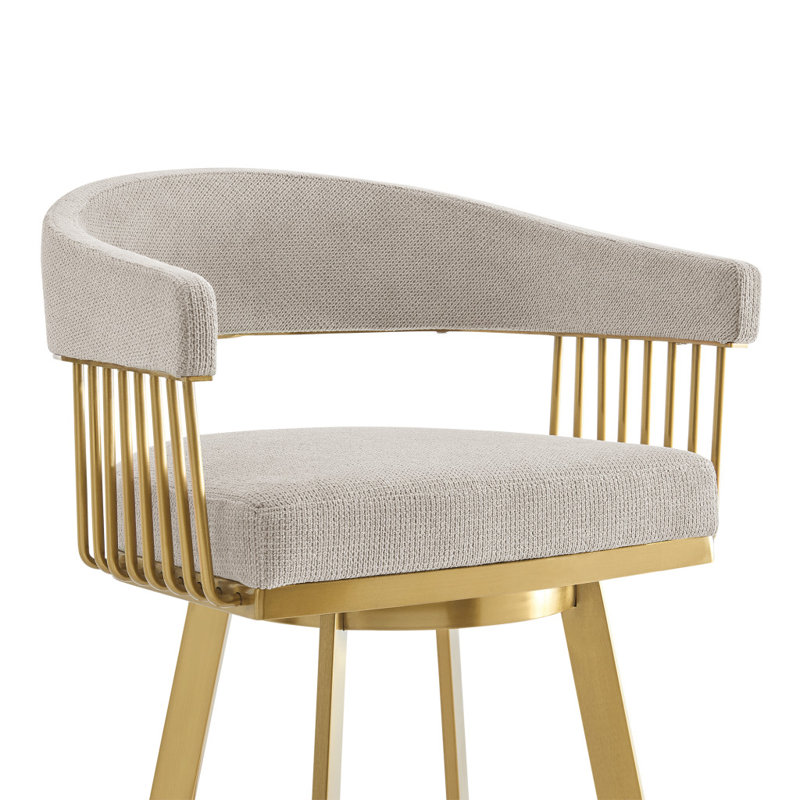 Tabouret de bar à hauteur pivotante avec accoudoirs et repose-pieds Robinett, Taupe