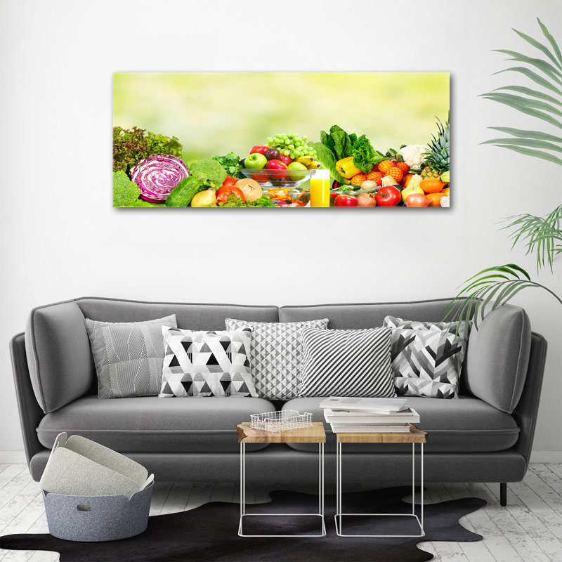Vegetables And Fruits - No Frame Print on Glass, 50cm H x 125cm W x 2cm D, Canvas