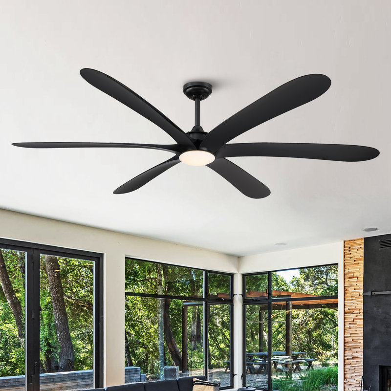 72" 6-Speed Reversible DC Motor Ceiling Fan with Dimmable LED Lights and Remote Control, Black