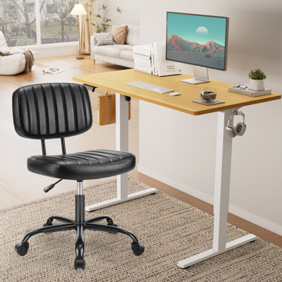Modern 2 - Piece Home Office Desk and Chair Set - Electric Desk with Adjustable Height Faux Leather Chair