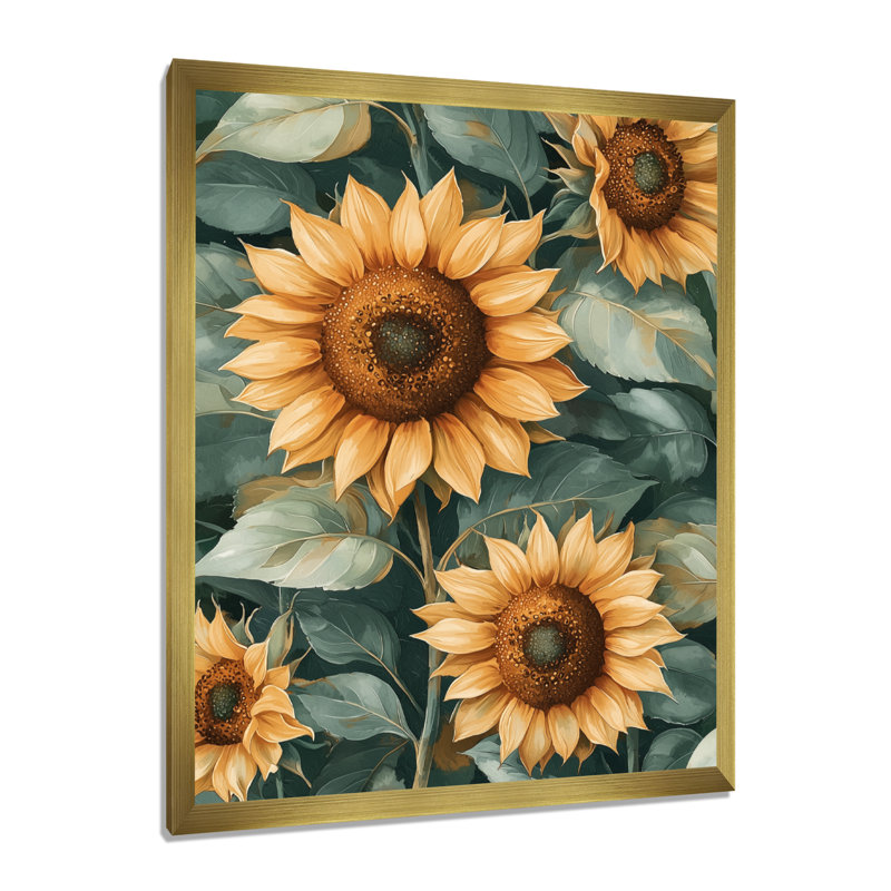 Duayne - art mural floral, H 40 po x l 30 po, Reproduction encadrée d'une seule photo, Doré