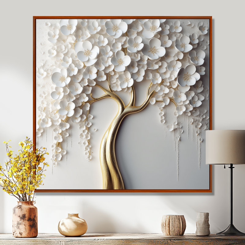 Orchidée blanche Arunveer Garden of Branches VII - reproduction sur toile, H 30 po x l 30 po, Brun