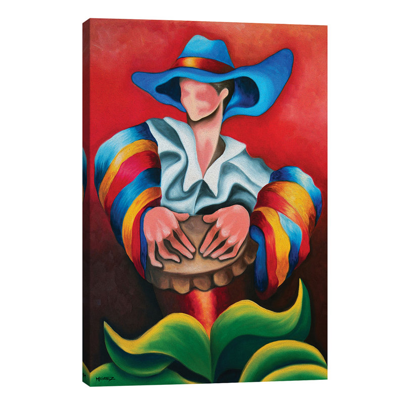 Blue Hat - Wrapped Canvas Painting, 66.04 cm H x 45.72 cm W x 1.91 cm D