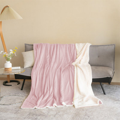 Diya Soft Sherpa Fleece Fur Thick Dual Sided Flannel Reversible Blanket Throw
