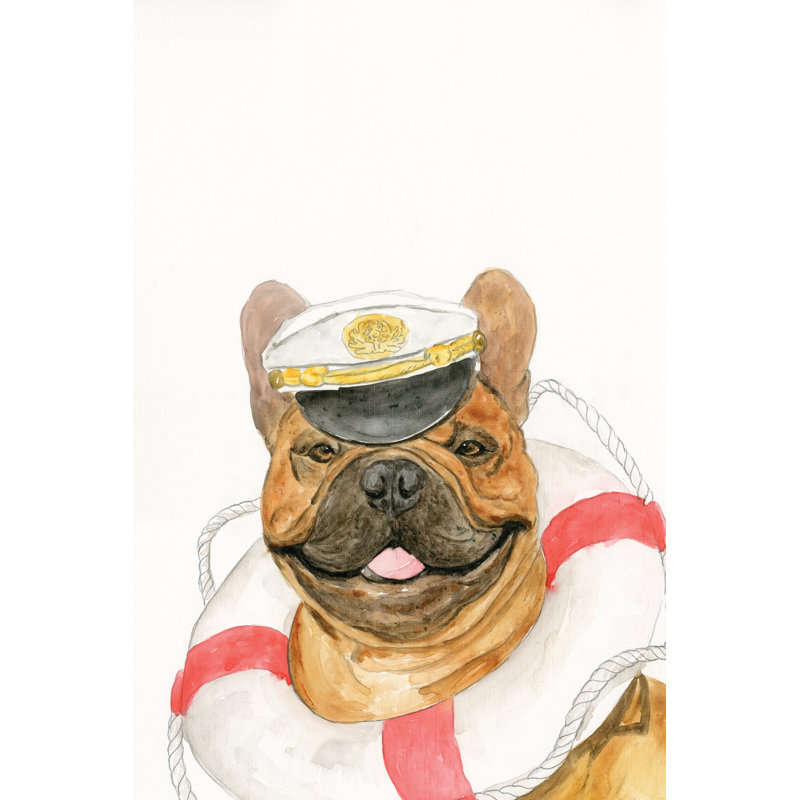 Nautical Bulldog - Wrapped Canvas Painting, 46cm H x 30cm W x 3.8cm D