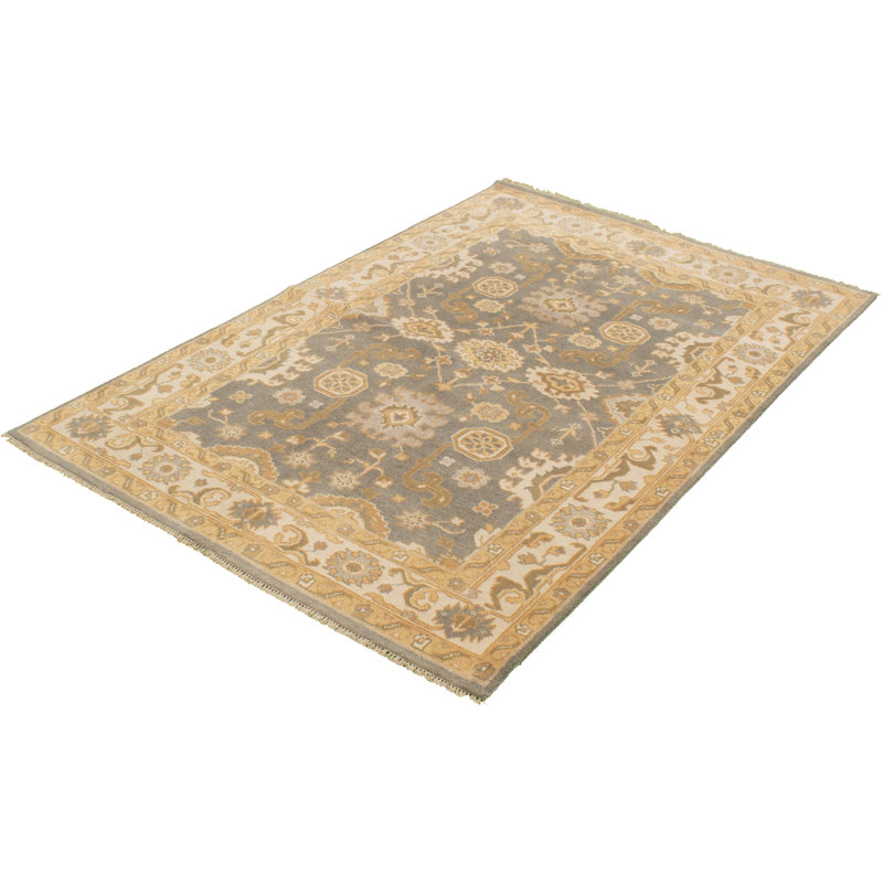 Tapis zone en laine brun/crème 5 pi 10 po x 8 pi 9 po one-of-kind-noué la main ushak new age