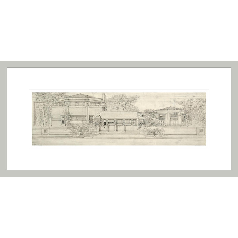 «Oak Park Studio of Frank Lloyd Wright» par Frank Lloyd Wright - reproduction d'art encadrée, 10.63" H x 21.75" W