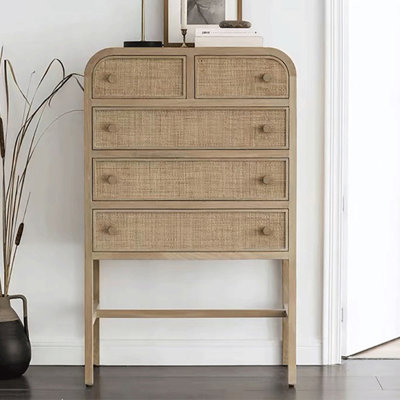 Armoire d'appoint multifonctionnelle en rotin rétro tissé