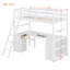 Lit mezzanine simple avec tiroirs, armoire, tablettes et bureau, lit mezzanine en bois avec bureau