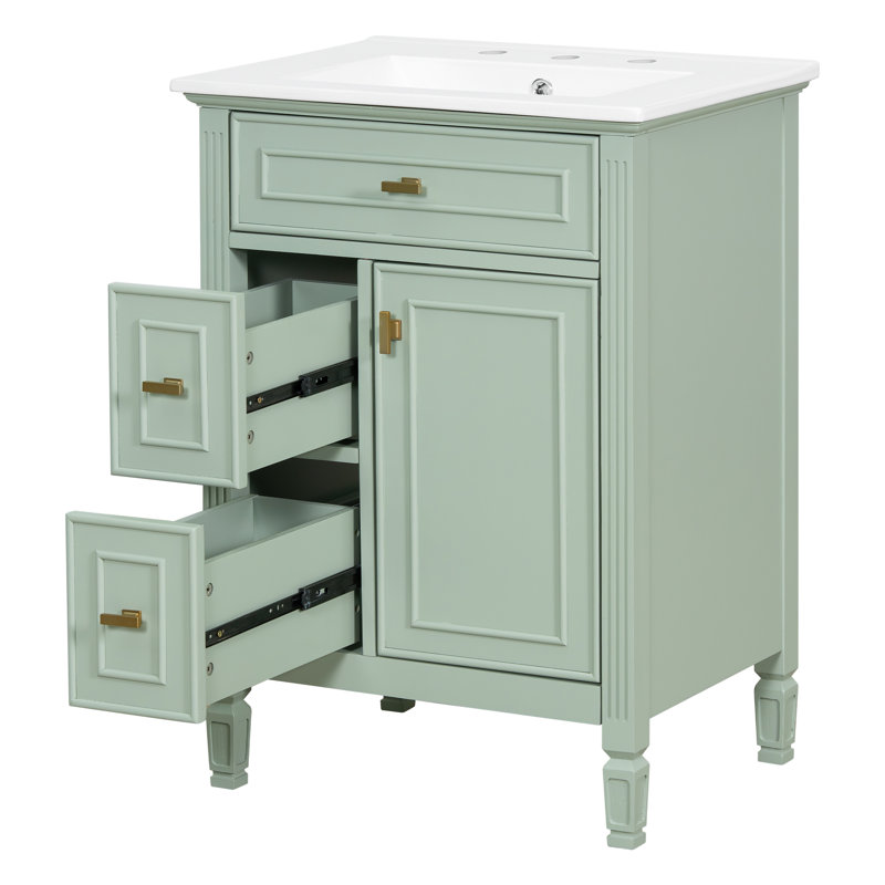 Fabrication de meuble-lavabo moderne 30 po avec évier en céramique et bois aggloméré Orchardell, 30", Vert