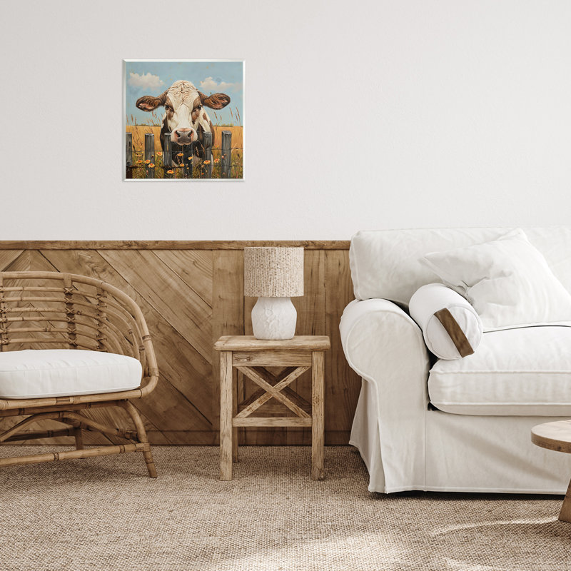 Plaque murale «Cow & Daisies Fence», conception par LSR Creative Studio