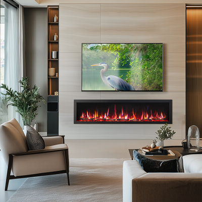 72 Inch Smart Linear Electric Fireplace - Clean Hidden Vent Design, Flame With 9 Colors, Recessed In-wall Or Wall-mount Or Free Standing, Compatible With Alexa And Google Assistant