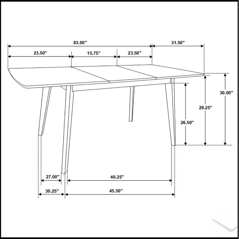 Table de salle à manger rectangulaire en noyer naturel avec design Mid-Century moderne pour une salle à manger élégante et durable